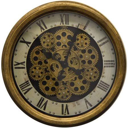 (D) Wall Clock Moving Gears with Roman Numerals Steampunk Style (18)