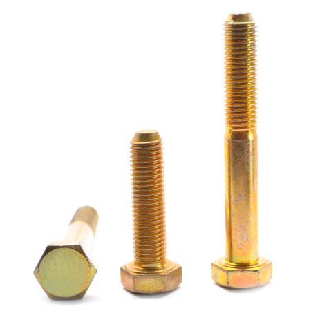 1/2 inch-13 x 5 1/4 inch (PT) Coarse Thread Grade 8 Hex Cap Screw (Bolt) Alloy Steel Yellow Zinc Plated Pk 100